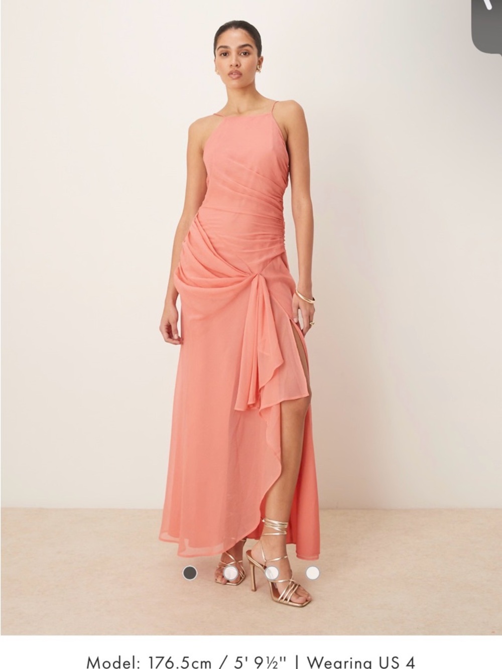 ASOS Coral High-Slit Draped Asymmetrical Maxi Skirt